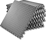 SAKUSEI Tools 60x60x1cm Soft Interlocking Gym Flooring - Heavy Duty EVA Foam Floor Mat for Home Gym, Yoga, Garage, Non-Slip. (Black, 8 Mats (32 sq ft.))