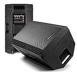 VONYX VSA12 Active Foldback Monitor Speakers Pair - 800W 12" Bi-Amplified Stage Monitors with Guitar, Mic & Line Inputs, Angled Design & Tripod Mount for Live Performances & DJ Events
