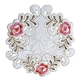 EQLEF Round Doilies 4 Pcs of Embroidered Placemats Floral Cutwork Lace Vase Pads 9.8"*9.8"