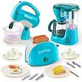 JOYIN 30+ pcs Pretend Play Kitchen Toys Set for Toddlers, Toy Appliances with Coffee Maker, Mixer & Toaster, Realistic Lights & Sounds, Birthday Gift for Kids Ages 2,3,4,5,6