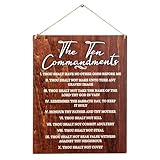Joalpysm The Ten Commandments Wood Sign, 10 x 8 Inch Christian Wall Art, Inspirational Signs Gift, Christian Home Decoration Poster, Religious Inspirational Wood Plaque Bible Verse Sign