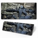 Cool Military Weapon Build Weapon Parts Display Large Gaming Mouse Pad,Desk Mat for Keyboard and Mousepad,Multi-size for Laptop & Desktop Use (Style A9 3mm,11.8 × 31.5 in)
