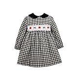 Bonnie Jean Holiday Christmas Dress - Smocked Black and White Check for Baby, Toddler and Little Girls - Multi - 4 Years