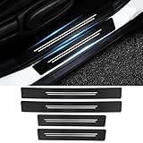 FT FUNTOR Car Door Sill Protector, 4 Carbon Fiber Car Door Sill Protectors, Scratch Resistant Door Sill Bumper Protective Film, Universal Automobile Accessories Threshold Protection Sticker (4Pcs)