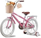 TRIOBLADE Girls Bike 16" 18" 20" 22" Kids Bike Pink Children Bicycle with Stabilizers Basket, Girls Children Bike Gift Ages 2-9 Years Old Adjustable Seat (16 inch)