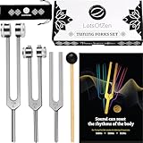 Tuning Forks for Healing (128Hz, 256Hz, 512Hz) — Body Weighted Tuning Forks Medical for Chakra Healing — Ideal Spiritual Gift for Women — Tuning Fork Set Frequency Healing Devices