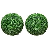 HOMCOM Set of 2 Artificial Topiary Balls, 40cm Faux Boxwood Balls, Hanging Decoration for Home, Indoor, Outdoor, Green