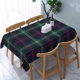 Tablecloth Rectangle Sutherland Clan Tartan Green and Blue Plaid Polyester Fabric Table Cloth, Water Resistant & Wrinkle Free Table Cover for Kitchen and Dining Room Tabletop 54"x72" (4-6 Seats)
