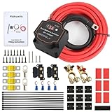 5m Split Charge Relay Kit, 12v 140Amp Smart Dual Battery Isolator, Voltage Sensitive Relay Kit with LED Screen Display for Campervan Van Truck SUV RV ATV UTV Boat