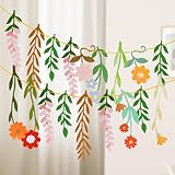 AIBAOBAO 18 Pcs Flower Paper Garland, Wildflowers, Spring Bunting Banner Decorations, Floral Banner for Wall Birthday Spring Summer Garden Wedding Backdrop Indoor Outdoor Party Decor, Nursery, Window