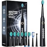 Electric Toothbrush, Sonic Toothbrushes with 8 Brush Heads 40000 VPM 5 Modes, Sonic Toothbrushes Fast Charge 4 Hours Last 30 Days, Rechargeable Electric Toothbrush for Adult (Black)