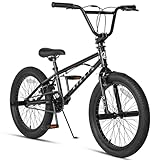 AVASTA 20 Inch Freestyle BMX Bicycle Big Kids Teenager Bike for Age 6 7 8 9 10 11 12 13 14 Years Old Boys Girls Teen Youth Adult and Beginner-Level Rider with 4 Peg, 360 Degree Gyro, Black