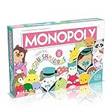 Winning Moves Squishmallows Monopoly Board Game Collectors Edition, Play with Fifi the Fox, Rosie the pig and Brock the Bulldog, includes an exclusive 4" Cam the Cat plush, great gift for ages 8+