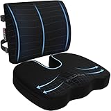FORTEM Office Chair Cushion and Back Support for Office Chair, Lumbar Support Pillow, Memory Foam, Non Slip Sitting and Back Rest for Gaming, Car Seat Cushion, Chair Pad