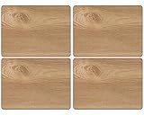 Creative Tops Oak Veneer Placemats – Set of 4, Durable Wooden Table Mats with Natural Wood Grain, Heat Resistant and Easy to Clean, 29 x 21.5 cm