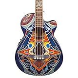 Lindo Sahara Electro Acoustic Bass Guitar (Short Scale 30") | Abalone Sea Shell and Maple Wood Nautical Star 12th Fret Inlay | Graphic Art Finish | Composite Neck | Designed in UK