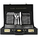 Cutlery set for 12 people, 72 pieces, stainless steel cutlery included portable case, dishwasher safe, silver, MONICA