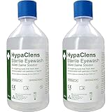 HypaClens Emergency Sterile Saline Solution Eye Wash Bottle (500 ml) - 0.9% Sodium Chloride Solution (Pack of 2)