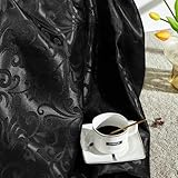 VACVELT Damask Jacquard Satin Fabric by The Yard, 60 Inch Wide Black Satin Fabric Shiny Cloth Fabric, Silky Brocade Fabric for Bridal Dress, Wedding Decorations, Crafts, Sewing, Draping (1 Yard)