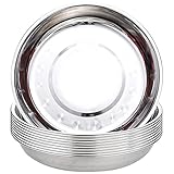 TOPZEA 10 Pack 9 Inch Stainless Steel Plates, Unbreakable Metal Dinnerware Set for Camping, Picnic, BBQ, Canteen & Home Use, Dishwasher Safe