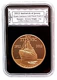 UK-Delightech 2012 Bailiwick of Jersey Titanic Centenary Gold Plated Proof £5 Pound Coin encapsulated in Lighthouse Everslab Coin Holders
