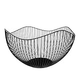 Black Fruit Bowl, 25x14cm Large Wire Fruit Bowl, Metal Black Fruit Basket, Durable