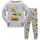 LXKA Boys Pyjamas Kids Pjs Toddler Clothes Sleepwear 100% Cotton Dinosaur Digger Shark Fire Truck Print Long Sleeve Shirts & Bottoms 2 Pieces Clothing Outfits Nightwear 2-8 Years