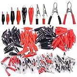 Glarks 108Pcs 35/45/53mm Red and Black Metal Alligator Clips Crocodile Electrical Test Clamps and 5A 15A 30A Charging Clips Assortment Kit for Laboratory Testing