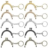 MengH-SHOP Kiss Clasp Lock Retro Metal Purse Frames 5cm Semicircular Embossed Coin Bag Frame with Key Ring for Purse Making DIY Sewing Craft Projects 10 Pieces (5 Colors)