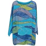 Storm Island® Italian Tops for Women Tunic Top Ladies Plus Size Summer Cotton Shirt Fashion Printed Blouse UK Size (12-20) Turquoise