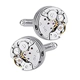 DECARETA 2 PCS Cufflinks Clockwork Mens Cufflink Vintage Watch Movement Shape Gift with an Elegant Storage Display Box for Thanksgiving Day Wedding Anniversaries Birthday Christmas Gifts