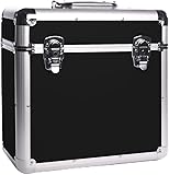 Vinyl LP Storage Box | 12" Record Case | Heavy Duty Lockable Aluminium Box | Vinyl Record Storage | Large Capacity Holds Upto 50 | DJ Metal Case (Black)