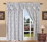 Elegant Comfort Penelopie Jacquard Look Curtain Panel Set, 54 by 84-Inch, Silver, Set of 2