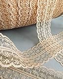 Ribbon Queen Vintage Style Lace Ribbon Trimming Bridal Wedding Scalloped Edge 47mm (Vintage Cream)