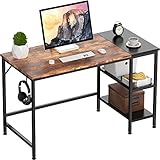 HOMIDEC Office Desk, Computer Desk With Bookshelf, 100 x 50 x 75 cm Study Writing PC Desks with Storage Shelves for Home Office Bedroom