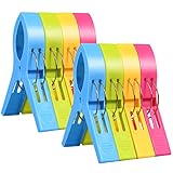 URAQT Beach Towel Clips, 8 Pcs Large Laundry Clip Towel Pegs, Bright Color Plastic Quilt Clips for Sunbeds, Sun Loungers, Pool Chairs, Laundry