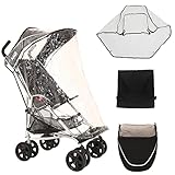 MobiQuip XL Pushchair Travel Accessories Pack, Sun Hood with Vision Panel, Protective Rain Cover, Handy Storage Basket, to Fit MobiQuip XL Buggy, Co-ordinates with Black XL Stroller