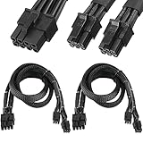 Xiatiaosann 2Pcs Dual Mini 6Pin Male to Mini 8Pin Male PCI-e Graphics Video Card Power Adapter Extension Splitter Braided Sleeved Cable for Mac Pro Tower/Power for Mac G5 15-inch (38cm)