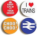 TOY TRAIN MODEL ENTHUSIAST BADGE BUTTON PIN SET (Size is 1inch/25mm diameter)