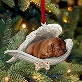 Luckluccy Personalized Dogue de Bordeaux Ornament,Custom Dogue de Bordeaux Dog Ornament with Angel Wing,Dog Christmas,Dog 2025,Dog Christmas Shape Acrylic