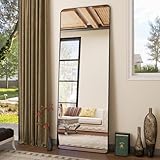 Koonmi Mirror Full Length with Rounded Corners, 52 x 161 cm Free Standing Mirror with Stand, Large Floor Full Body Hanging Wall Mounted for Bedroom, Living Room, Black