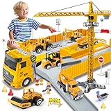 Naxudcoo Construction Toys For 3-7 Year Old Boys Girls: Construction Truck Toy Set Toddler Car Toy - Crane Excavator Digger Trucks, Construction Vehicle Toys For 3 4 5 6 7 Year Old Boys Girls Gifts