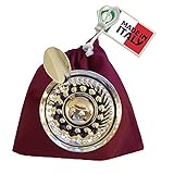 Euposia - Tastevin Sommelier MOD. Burgundy Professional - Silver Plated - Complete with Chain Hanger and Protective Pochette