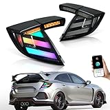 CKCD RGB Rear Lights Assembly Compatible for Honda Civic X Hatchback FK4 FK7 FK8 Type R 2017-2022,Tail Lamp with Startup Animation and Sequential Turn Signal