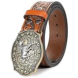 Western Leather Buckle Belt for Men Women Cowboy Cowgirl Mens Leather Belt for Jeans Christmas Hallowmas Men's present