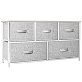YITAHOME Chest of Drawers, Non-Woven Fabric 5-Drawer Storage Organizer Unit for Bedroom Living Room Closet, Sturdy Steel Frame, Easy Pull Fabric Bins & Wooden Top, Dresser