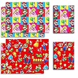 Wrapping Paper 4 Sheets, Cartoon Gift Christmas Wrapping Papers, Wrapping Paper for Birthday Christmas Party Kids