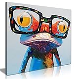 Cute Frog With Glasses Painting Modern Pop Wall Art D�cor Canvas Wall Art Picture Print (16X16)