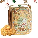 Cookie Boxes with Lids,Christmas Cookie Boxes,Portable Christmas Containers with Lids - Empty Christmas Treat Containers, Treat Jar with Handle for Holiday from N