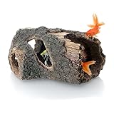 Aquarium Large Betta Log Resin Hollow Tree Trunk Decoration Artificial Wood Fish House Cave Bark Ornament Log Aquarium Decorations Ornament for Fish Tank Small Fish Hiding Landscaping Crafts(L)